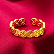 Lucky Charm Coin Ring Blessing Fengshui Money Catcher Coin Rose Gold Silver Plated for UnisexEMAS BA