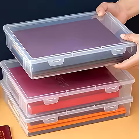 1pc Document storage box, transparent home office A4 printing paper, plastic document information, h