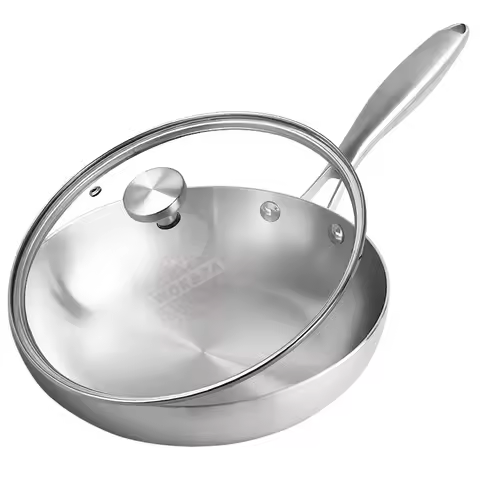 22-28cm Inch Tri-ply 18/8 Stainless Steel Chef's Pan,Frying Pan with Lid,Induction Pan,Pot and Pan S