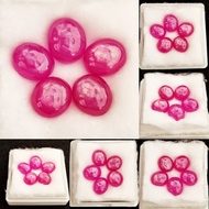 (G333) พลอย ทับทิมแท้ 5 เม็ด 26.70 ct. Ruby เผาใหม่ บ่อกินี สีแดงชมพู กินบ่เซี่ยง มีบั้ง พลอยแท้ 100