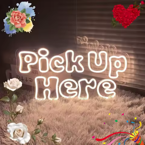 Pick Up Here Neon Sign LED Wall Art USB Powered Bright Warm Light for Wedding Party Event Decor Guid
