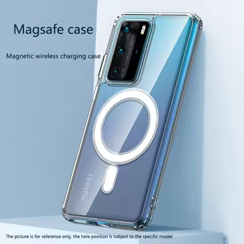 Magnetic Clear Case For Huawei P40 Pro/P40 Support Wireless Charging Shockproof Transparent Back Cov