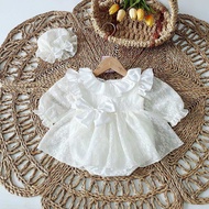 (3-12kg) Body Váy Ren Trắng Tay Dài NHÍM XÙ KIDS Cho Bé Gái Sơ Sinh Đầy Tháng Thôi Nôi B139