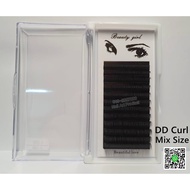 Eyelash Extension 【Mix Size - DD Curl】0.05DD / 0.07DD / 0.10DD / 0.12DD / 0.15DD (1) Box