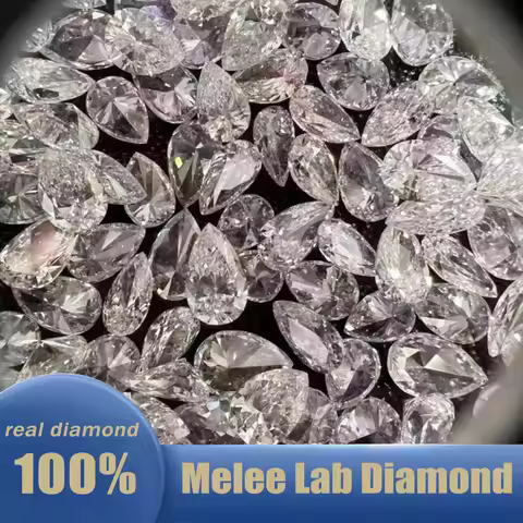1PCS Lab Grown Pear Small Diamond DEF Color VS/VVS Clarity Loose Stone HPHT Lab Grown Diamond Melee 