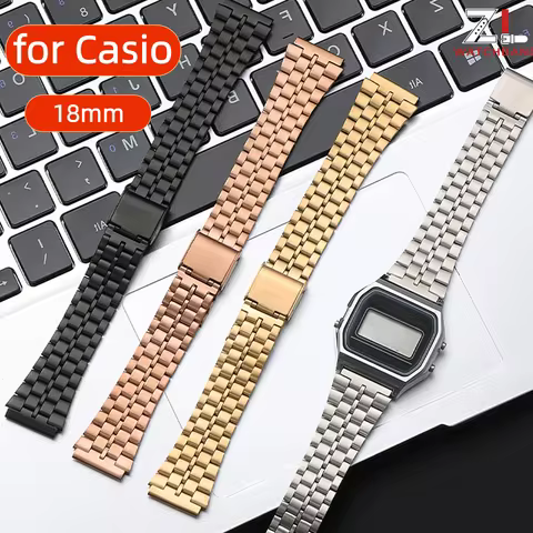 for Casio F-91W Stainless Steel Watchband for SGW400 F91W F84 F105/108/A158W/168 AE1200/1300 18mm Vi