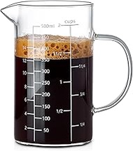 500ML 2 CUP Glass Liquid Measuring Cup With Handle, High Borosilicate Glass Three Scales (OZ, Cup, M
