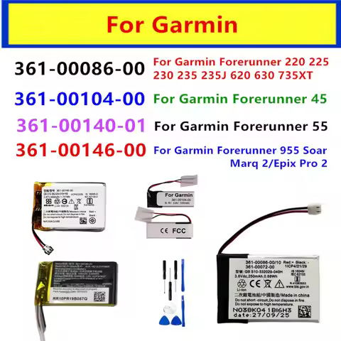361-00086-00 Battery For Garmin Forerunner 220 225 230 235 361-00140-01 For Garmin Forerunner 55 For