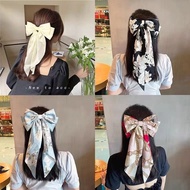 Korean Big Bow Floral Long Ribbon Hairpin Back Head Hairpin Headdress Hair Accessories