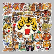50 Sheets Tiger Stickers Pattern Graffiti Waterproof Stickers Luggage Scooter Computer Tablet Cartoon Decorative Stickers