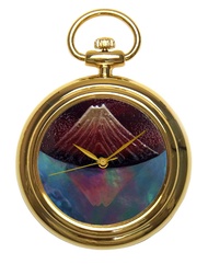 Urushi Maki-e Pocket Watch Joga Mt. Fuji Upside Down