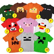 T-shirts for Boys Girls Ages 1-10 Years Minecraft DISTRO Cartoon Characters Steve, Alex, Creeper, Zo