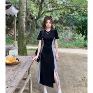 连衣裙🌹[M-3XL 50-90KG ]dress 大码韩版开叉连衣裙  辣妹修身显瘦连衣裙 Hot Girl  Slimmer Look Cover Flesh Side Slit Dress