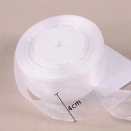 50 Yards Sheer Ribbon 2-5cm Sheer White Organza Ribbon Craft Chiffon Trim For DIY Crafts Wedding Par
