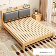 Double Bed for Home Use, Solid Wood Bed1.5Modern Minimalist Rental Apartment1.2Single Bed Solid Wood