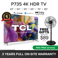 TCL P735 | P737 Google TV 43 50 55 65 75 85 inch | 4K HDR Bezel-less Slim Design | Google Assistant Duo | Wide Color Gamut | Dolby Cinematic Vision Atmos | HDMI | MEMC | Hands-Free Voice Control