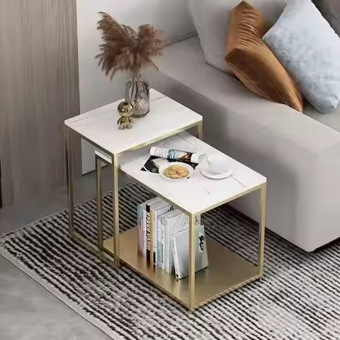 Square Nesting Coffee Table Sets Nordic Gold Marble Side Table Corner Extendable Storage Mesita De N