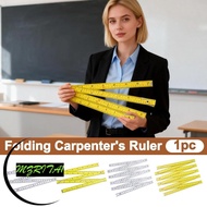 MARITA1 Folding Ruler, Wooden 1M Plastic Ruler, Portable 2M Dual Sided Metric Scale Folding Carpente