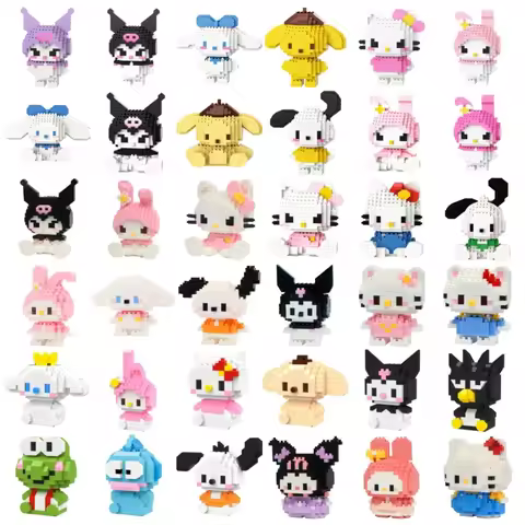 Sanrio Hello Kitty Kuromi My Melody Cinnamoroll Building Blocks Cartoon Figures Bricks Children's As