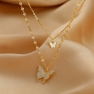 Saudi Gold 24k Pawnable Legit Necklace for Women Nasasangla Original Gold Butterfly Lucky Necklace Hypoallergenic Non Tarnish Dangling Simple Elegant Necklace