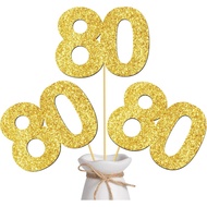 Glitter Gold 80th Centerpiece Sticks 12PCS Number 80 Anniversary Birthday Party Decorations 80 Table