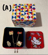 (A) 2015 KT Music Box Pin Set ($80);（B) 2002 KT 紙音樂盒（$98）；（C) Universal Studios Peanuts pin($38);（D)