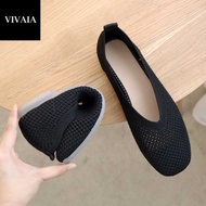 ♬ 2021 VIVAIA Mesh Ballet Flats Knitting Single Shoes For Women Square Head Shallow Mouth Brea