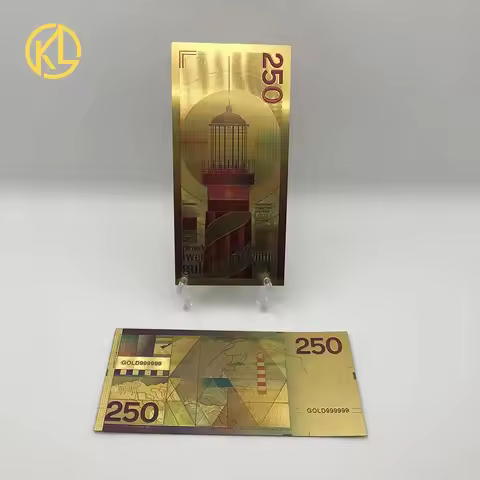 100 pcs/lot Nice Netherlands Banknote 250 Gulden Gold Banknote Plated Gold For Home Decorate