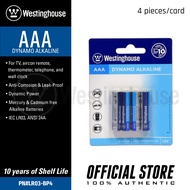 Westinghouse Premium Dynamo Alkaline Battery IEC LR03, ANSI 24A, AAA Battery Size 1.5V, TV or Aircon Remote, Thermometer, Telephone, and Wall Clock, 4 Pieces Per Pack PN#LR03 BP4