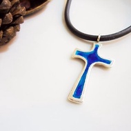 個性十字架琺瑯銀墜 項鍊 男款 雙面配戴 情人節禮物