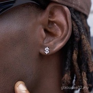 All-Match Inlaid Zirconium Super Flashing Men Hip-Hop Boys High-End Ear Bone Stud Earrings Niche Dol