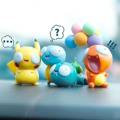 8Pcs Funny Big Eyes Pokemon Figures, Bulbasaur Charmander Psyduck Mini Statues Desktop Ornaments Toy