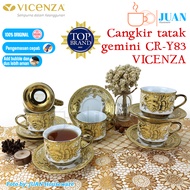 VICENZA Cangkir dan tatakan keramik motif gemini / 6 pasang tea cup and saucer CR-Y83