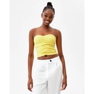 BERSHKA YELLOW STRAPLESS BANDEAU TOP