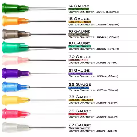 Syringe Dispensing Needles With Luer Lock 14G 15G 16G 18G 20G 21G 22G 23G 25G 27G Blunt Tip 1inch Le