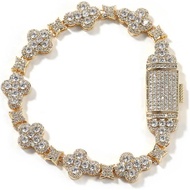 18K Gold Plated Cross Bracelets 10mm Iced Out 5A Sparking Cubic Zirconia Cross Bracelet Anklets Jesu