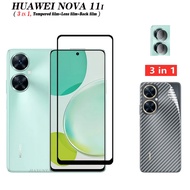 For 3 in 1 Huawei Nova 11i 10 SE Tempered Glass Film for Huawei Nova 10 9 SE 8 7 Pro 8i 7i 2 in 1 Full Cover Screen Protector Camera Lens film back film