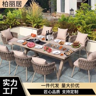 HY-16💞Changxiang Outdoor Barbecue Table and Chair Combination Courtyard Garden Smoke-Free Electric Baking Charcoal Grill