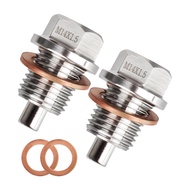 Magnetic Oil Drain Plug M14 X 1.5MM 2 PCS Stainless Steel Engine Oil Drain Plugs with 2 Pcs Copper G
