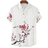 เสื้อสงกรานต์2568 เสื้อเสื้อเชิ้ตลายดอกแขนสั้นผู้ชายลำลองเสื้อผ้าแนวสตรีทไซส์ใหญ่เสื้อลำลองแฟชั่นฤดู