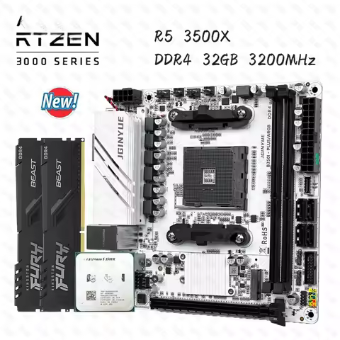 MINI ITX Set Ryzen 5 3500X with DDR4 32GB 3200MHz Suppoet M.2 NVME PCIE Protocol WIFI ARGB 4x SATA 3