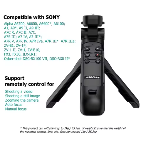 Wireless Grip Tripod Remote Control Vlogging Tripod YouTube TikTok for Sony a6700 a7RV a7IV ZV-1 ZV-