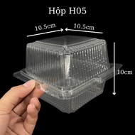 Set of 50 Square Plastic Boxes H05 for Disposable Instant Lid Cakes