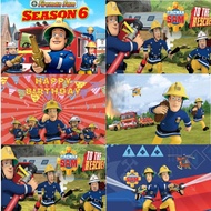 （Free customizable content） Fireman Sam Photography Backdrop Boys Birthday Party Kids Photo Backgrou