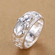 999 Sterling Silver Men's Ring Pixiu Pure Silver Open Mouth Adjustable Domineering Trendy Single Rin