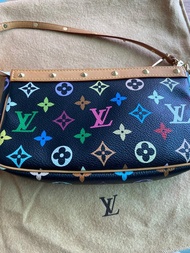 LV pochette bag  vintage multicolor  pochette 黑三彩 村上隆 麻將包 中古 絕版