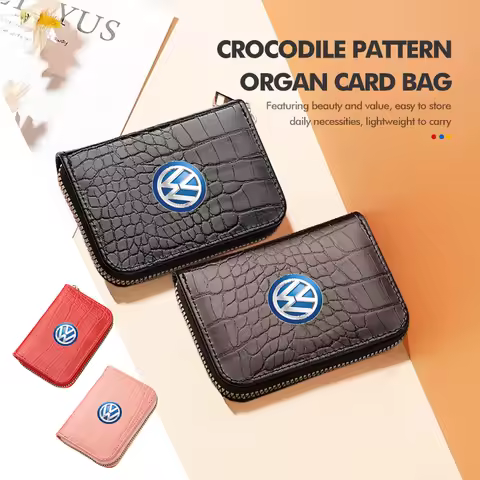 For Volkswagen VW Change Wallet Coin Card Holder Key Ring Storage Bag Portable Scirocco Passat Polo