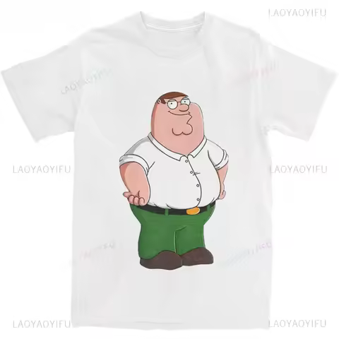 Family Guy Peter Griffin T-Shirt Unisex for Men Women - Graphic Cotton Tee Cartoon Streetwear Round