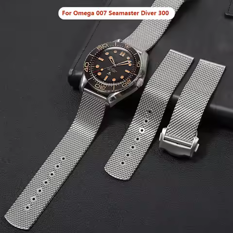 20mm Chain Watch Accessories Strap For Omega 007 Seamaster Diver 300 Watch Band High Qualit Replace 