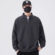 829 Galaxy Style Stand-Up Collar University T Simple Plain Color Long-Sleeved Zipper Sweatshirt Hat 